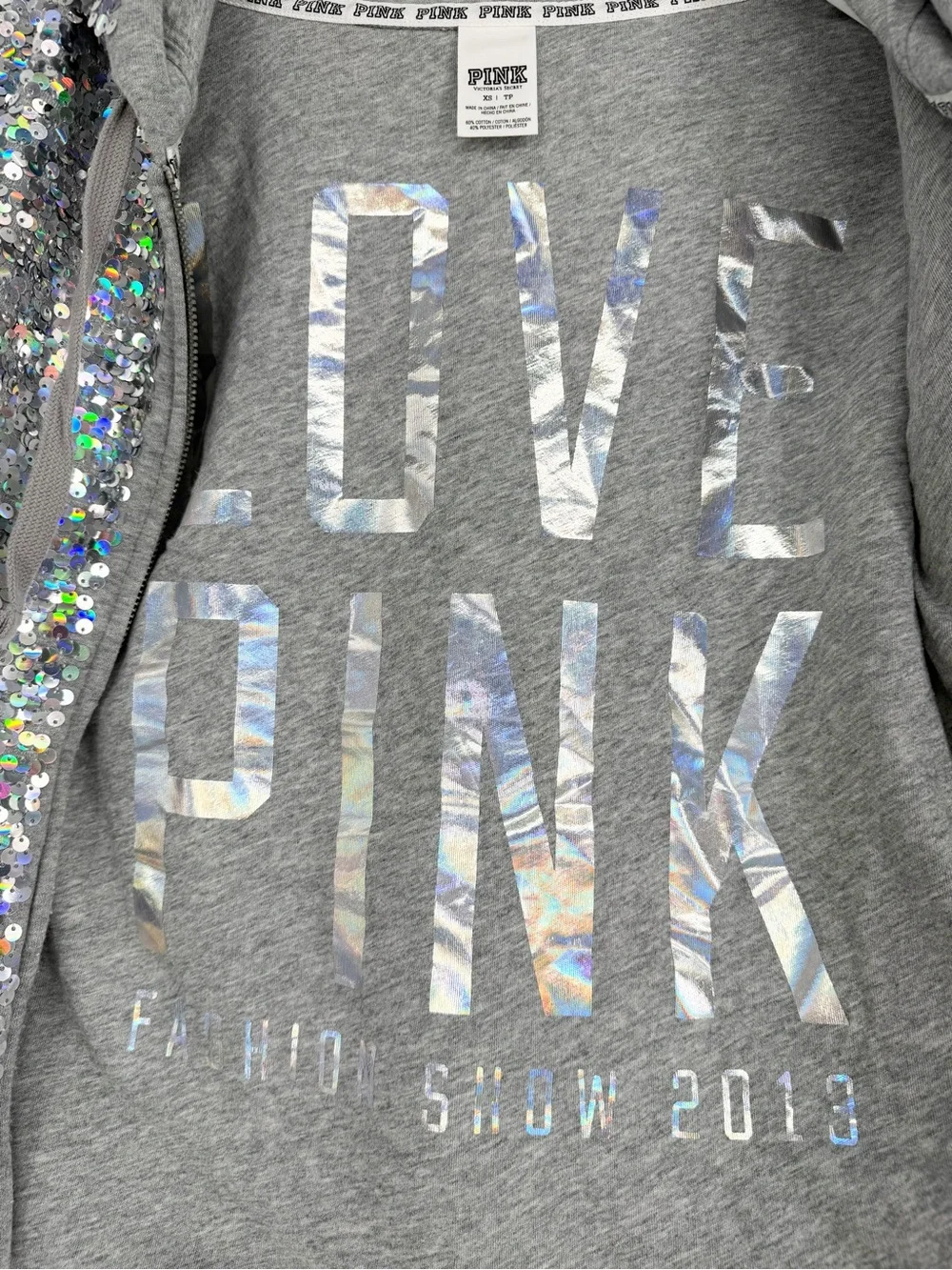Pink Victorias Secret Sequin Hoodie Fashion Show 2013 - Picture 9 of 14